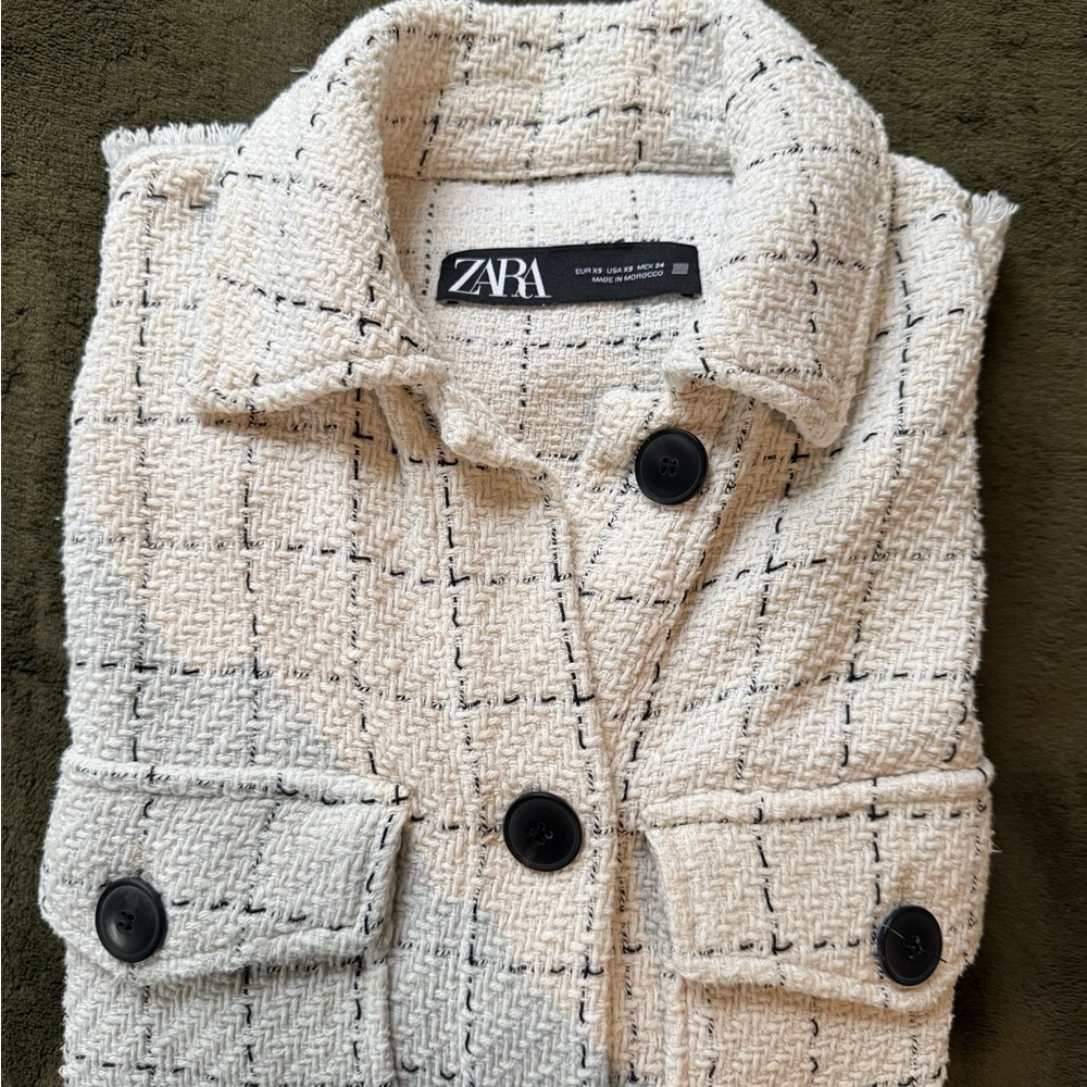Zara Ivory Tweed Jacket with Ebony Buttons